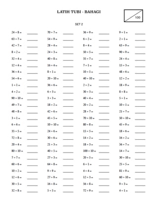 LATIH TUBI - BAHAGI
100
SET 2

 