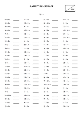LATIH TUBI - BAHAGI
100
SET 4 
 