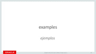 Copyright © 2016, Oracle and/or its affiliates. All rights reserved. | 136
examples
ejemplos
 
