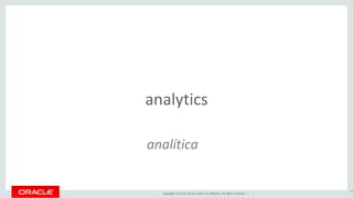 Copyright © 2016, Oracle and/or its affiliates. All rights reserved. |
analytics
32
analítica
 
