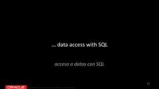 Copyright © 2018, Oracle and/or its affiliates. All rights reserved.
... data access with SQL
15
acceso a datos con SQL
 