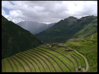 • Religious ceremonies were highly complex
and included human and animal sacrifices
• The supreme god of the Incas was the
creator god, Viracocha
• The royal family was believed to be
descended from the sun god, Inti
• Incas also practiced ancestry-worship and
mummification
 