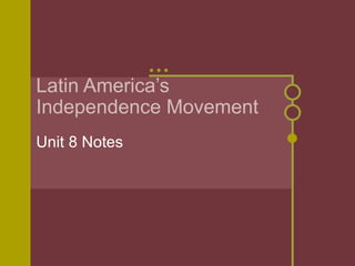 Latin America’s Independence Movement Unit 8 Notes 