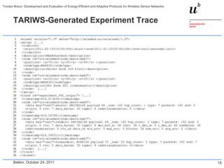 Torsten Braun: Development and Evaluation of Energy-Efficient and Adaptive Protocols for Wireless Sensor Networks



       TARIWS-Generated Experiment Trace




       Belém, October 24, 2011                                                                                      18
 