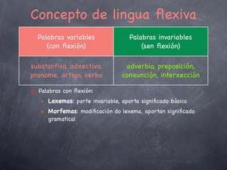 ☝

Os pronomes persoais en latín
Casos

Tu

---

Tu

Acusativo

Me

Te

Xenitivo

Mei

Tui

Dativo

Mihi

Tibi

Ablativo

Me (mecum)

Te (tecum)

Nominativo

Nos

Vos

Vocativo

---

Vos

Acusativo

Nos

Vos

Xenitivo

Nostrum / i

Vestrum / i

Dativo

Nobis

Vobis

Ablativo

☜

Ego

Vocativo

“PLURAL”

2ª persoa

Nominativo

“SINGULAR”

1ª persoa

Nobis/Nobiscum

Vobis/Vobiscum

Categorías gramaticais de Número, Caso e Persoa.

☞
14

 