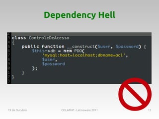 Dependency Hell




19 de Outubro      COLAPHP - Latinoware 2011   12
 