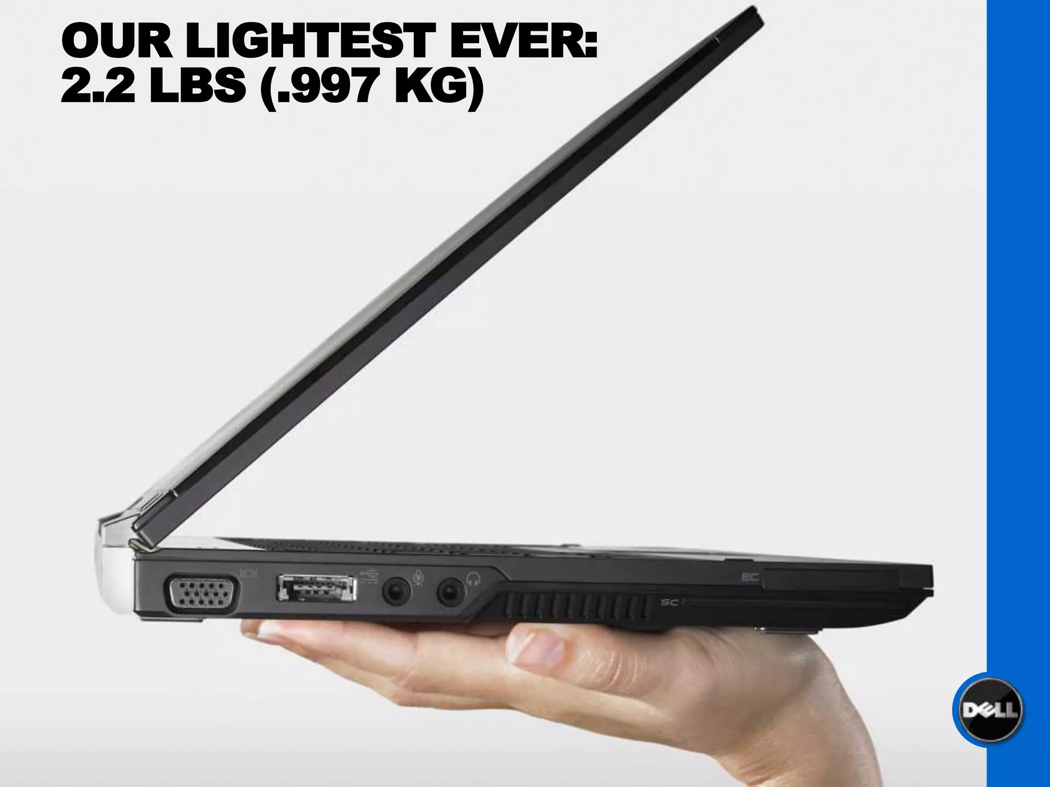 OUR LIGHTEST EVER:
2.2 LBS (.997 KG)
 