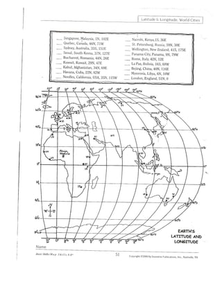 Latitude and longitude homework