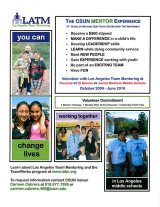 Los Angeles Team Mentoring Recruitment Flyer