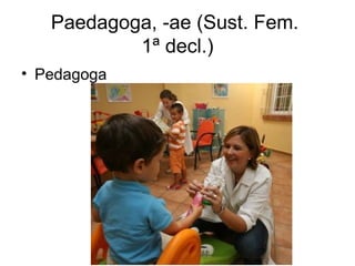 Paedagoga, -ae (Sust. Fem.
           1ª decl.)
• Pedagoga
 