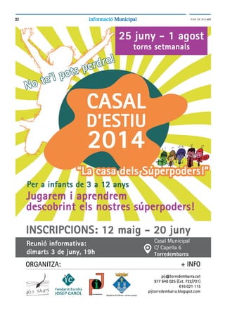 2222 informacióinformació MunicipalMunicipal JUNY DE 2014 ddT
 