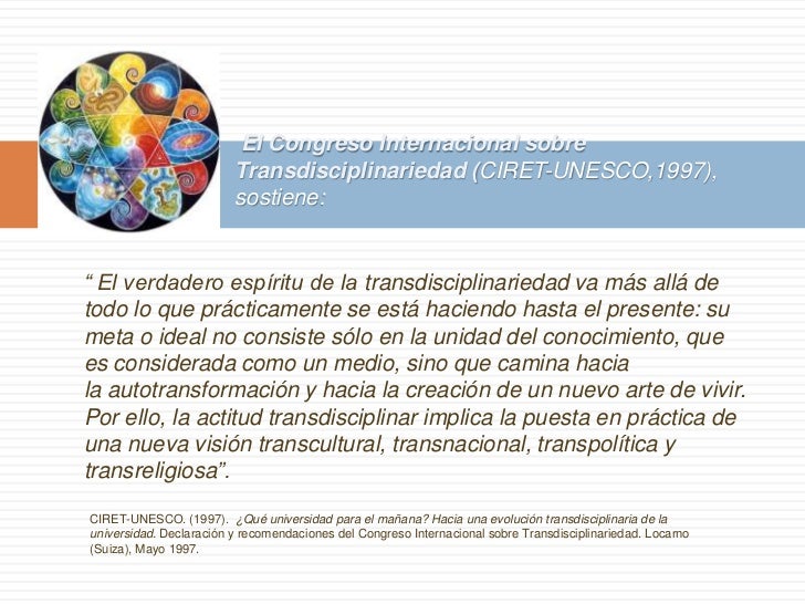 La transdisciplinariedad, más alla de los conceptos