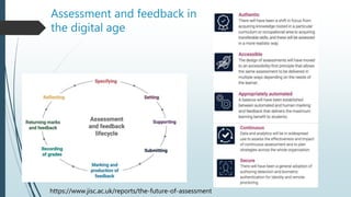 Assessment and feedback in
the digital age
https://www.jisc.ac.uk/reports/the-future-of-assessment
 