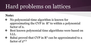 Lattice Based Cryptography - GGH Cryptosystem | PDF