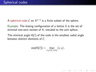 Lattices, sphere packings, spherical codes | PDF