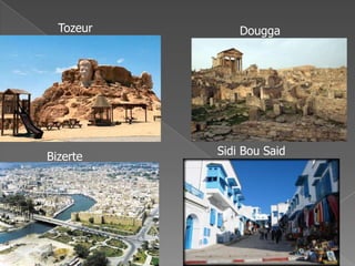 Tozeur Dougga
Bizerte Sidi Bou Said
 