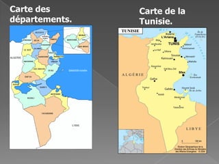 Carte des
départements.
Carte de la
Tunisie.
 