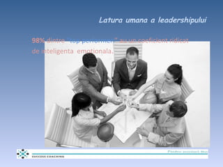 Latura umana a leadershipului <ul><li>98%  dintre  “top performeri ” au un coeficient ridicat  de inteligenta  emotionala ...