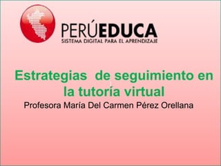 Estrategias de| seguimiento en
       la tutoría virtual
 Profesora María Del Carmen Pérez Orellana
 
