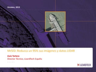 MrSID: Reduzca un 95% sus imágenes y datos LIDAR
Lluís Tartera
Director Técnico, LizardTech España
Octubre, 2013
 
