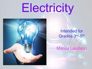 Electricity
Intended for
Grades 3rd-5th
Marisa Laudano
 