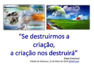 “Se destruirmos a
criação,
a criação nos destruirá”
(Papa Francisco)
Cidade do Vaticano, 21 de Maio de 2014 (ZENIT.org)
 