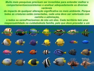 Muito mais pesquisas precisam ser investidas para entender melhor o
comportamentoecossistemas e analisar adequadamente as diversas
variáveis ​​
de impacto de qualquer alteração significativa no meio ambiente. Porque
todas as criaturas estão conectadas, cada uma deve ser valorizada com
carinho e admiração,
e todos os seresPrecisamos de nós um eles. Cada território tem uma
responsabilidade no cuidadodesta família, pelo que deve proceder a um
criterioso inventário das espécies que alberga, de forma a desenvolver
programas e estratégias de
protecção, dando especial atenção às espécies ameaçadas de extinção. LS 42
 