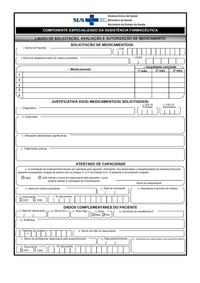 Laudo de solicitação, avaliação e autorização de medicamentos (lme) (1 ...