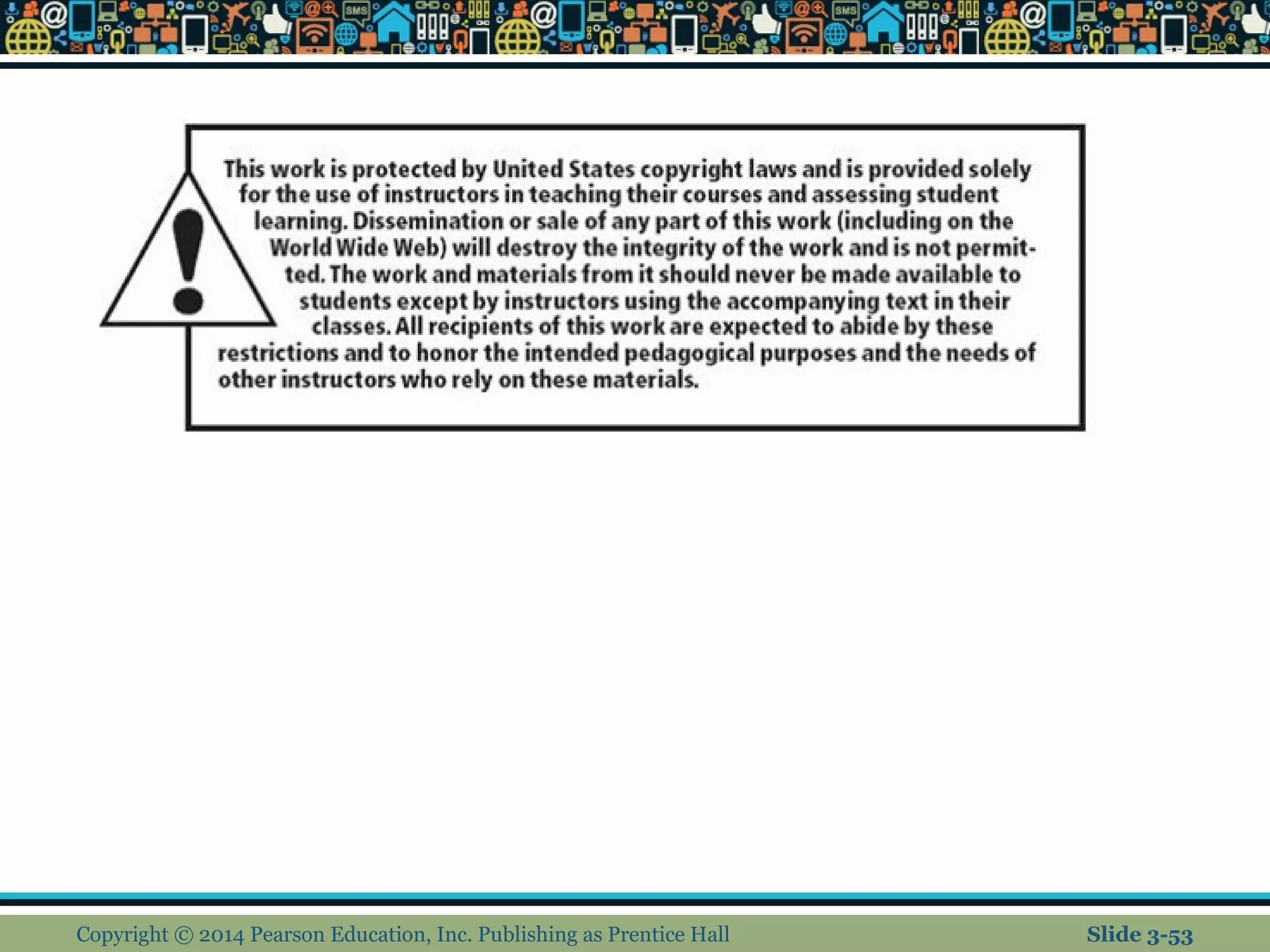 Copyright © 2014 Pearson Education, Inc. Publishing as Prentice Hall Slide 3-53 
