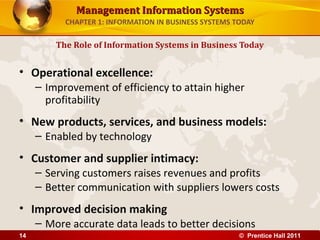 Management Information Systems
           CHAPTER 1: INFORMATION IN BUSINESS SYSTEMS TODAY

         The Role of Informati...