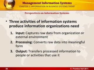 Management Information Systems
          CHAPTER 1: INFORMATION IN BUSINESS SYSTEMS TODAY

              Perspectives on I...