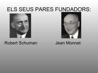 ELS SEUS PARES FUNDADORS:




Robert Schuman   Jean Monnet
 