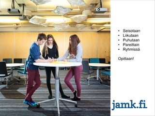 • Seisotaan
• Liikutaan
• Puhutaan
• Pareittain
• Ryhmissä
Opittaan!
 