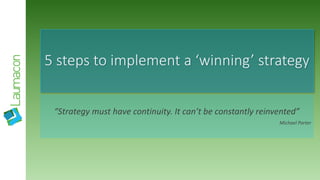5 steps to implement a ‘winning’ strategy
“Strategy must have continuity. It can’t be constantly reinvented”
Michael Porter
 