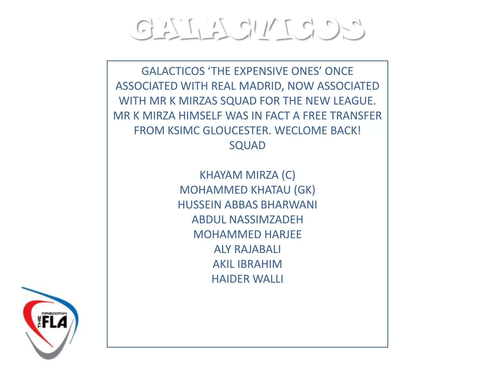 IMPORTANT MESSAGEPARTICIPATION /COMMITMENTALOT OF TIME, WORK AND EFFORT HAS GONE INTO  SETTING UP THE NEW FOOTBALL LEAGUE ON THIS SCALE, AS WELL AS ALOT OF SPONSORSHIP/DONOR MONIES.THIS LEAGUE WILL ONLY BE A SUCCESS IF YOU THE PLAYERS MAINTAIN COMMITED AND PARTICIPATE THROUGHOUT THE SEASON. A SYSTEM HAS BEEN CREATED SO THAT THERE IS ALWAYS SOMETHING TO PLAY FOR, THUS PLAYERS HAVE NO EXCUSE TO LOSE INTEREST. WHETHER YOUR TEAM IS WINNING OR LOSING, FOR THE SAKE OF THE FOOTBALL LEAGUE AND REBUILDING OF THE MASOOMIN SPORTS CLUB, ALL PLAYERS ARE SINCERELY URGED TO TAKE FULL PART THROUGHOUT THE SEASON.IF ANY PLAYER FEELS THERE IS ANY DOWNFALL BY THE MFLAIN ORGANISING THE LEAGUE/S OR DURING THE RUNNINGOF THE LEAGUE THROUGHOUT THE SEASON  PLEASE CONTACT US.THIS IS NOT A DICTATORSHIP. WE ARE HONOURED TO HAVE BEEN GIVEN THE PRIVELAGE TO RUN YOUR FOOTBALL LEAGUE WITHINYOURSPORTS CLUB