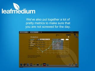 We've also put together a lot of
pretty metrics to make sure that
you are not screwed for the day.
 