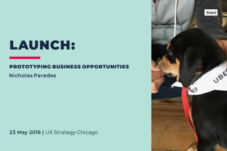 LAUNCH:
PROTOTYPING BUSINESS OPPORTUNITIES
23 May 2018 | UX Strategy Chicago
Nicholas Paredes
 