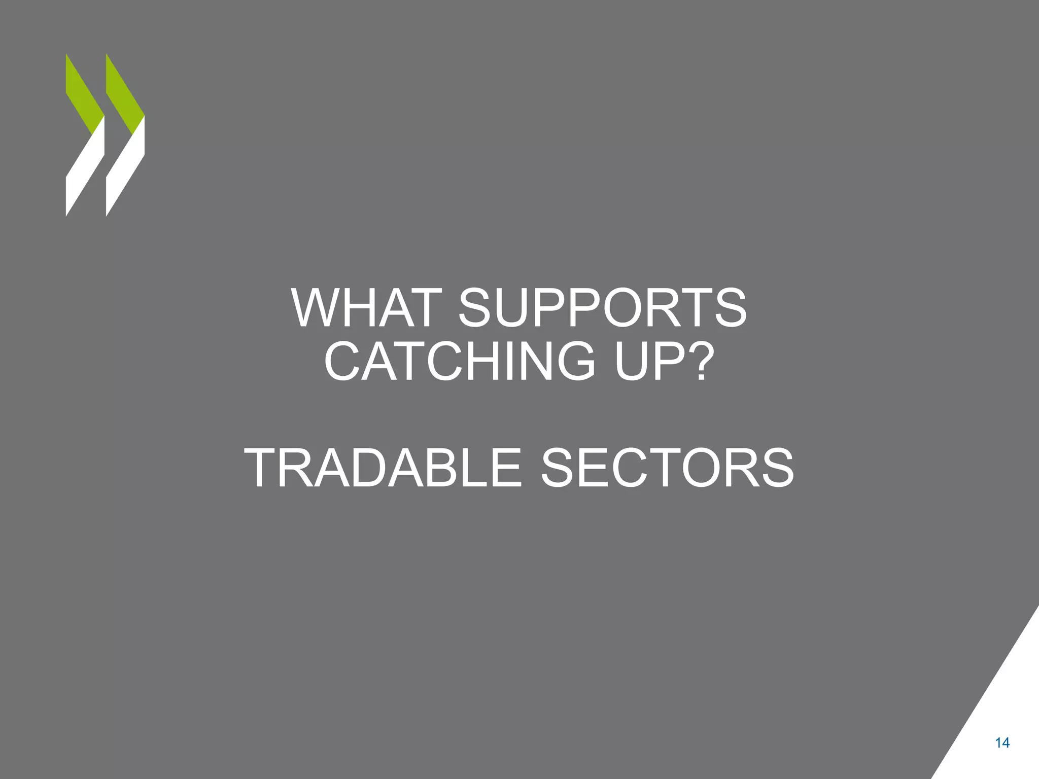 WHAT SUPPORTS
CATCHING UP?
TRADABLE SECTORS
14
 