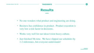 BUILDING PRODUCT POST PMF
@ROBFAN
@SHARETHROUGH
TAKEAWAYS
• No one wonders what product and engineering are doing.
• Busin...