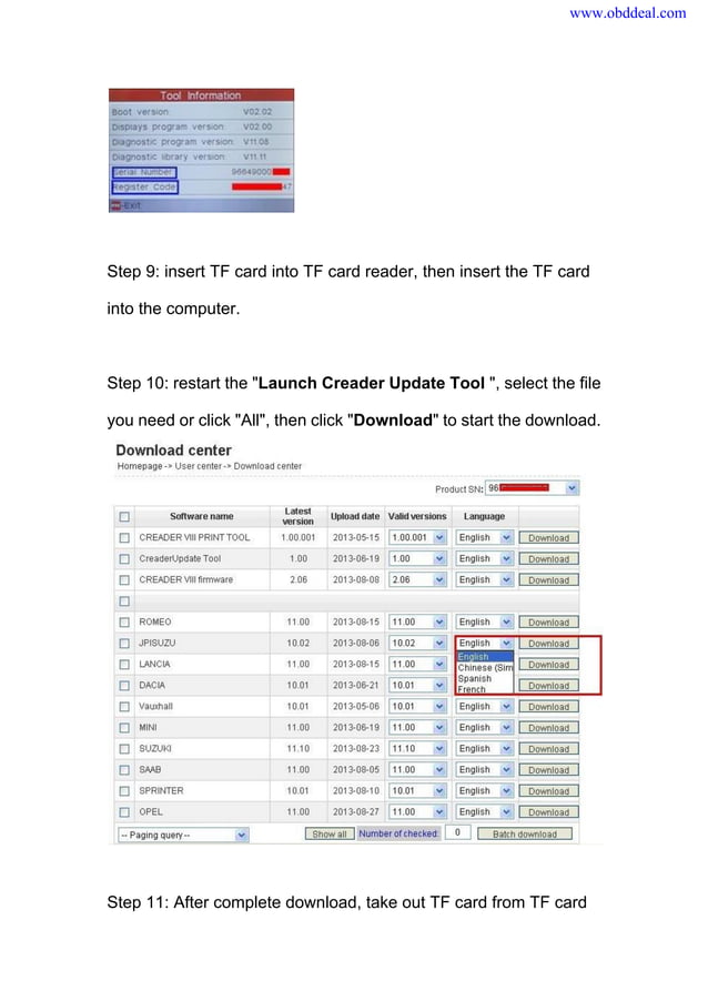 Launch X431 Creader VII+ VIII Register And Update Manual PDF