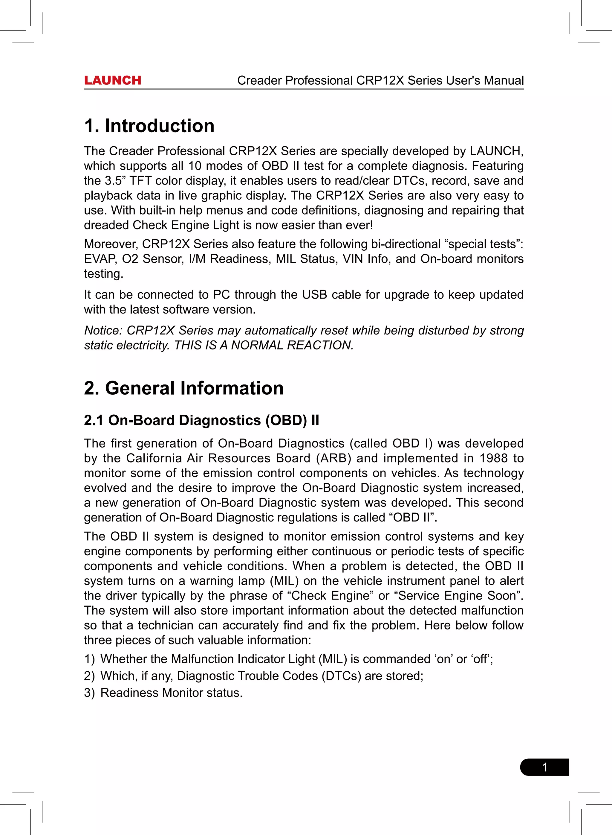 Launch CRP123 User Manual | PDF