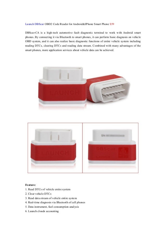 Launch DBScar OBD2 Code Reader for Android&Iphone Smart Phone