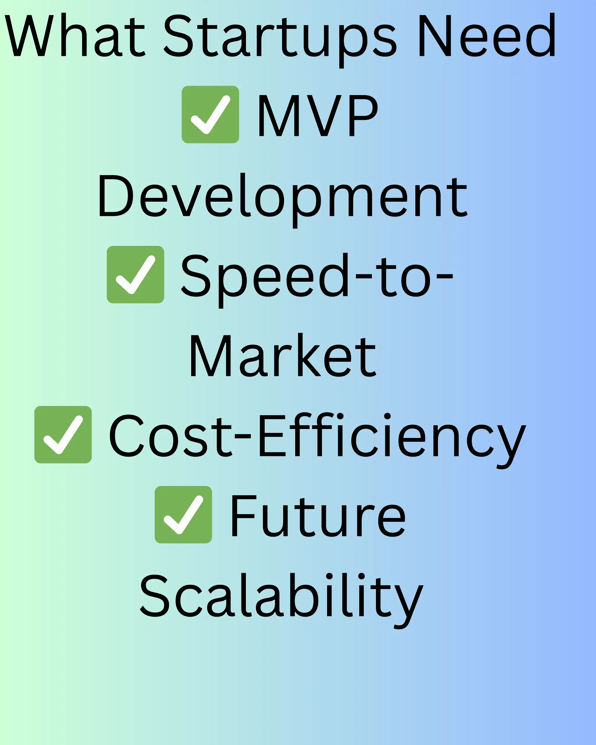 What Startups Need
✅MVP
Development
✅Speed-to-
Market
✅Cost-Efficiency
✅Future
Scalability
