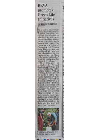 Launching of REVA Krushi Tech Project - The New Indian Express