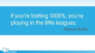 If you’re batting 1000%, you’re
playing in the little leagues.
- Warren Buffet
 