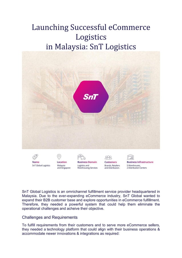 Launching Successful eCommerce Logistics in Malaysia: SnT Logistics | PDF