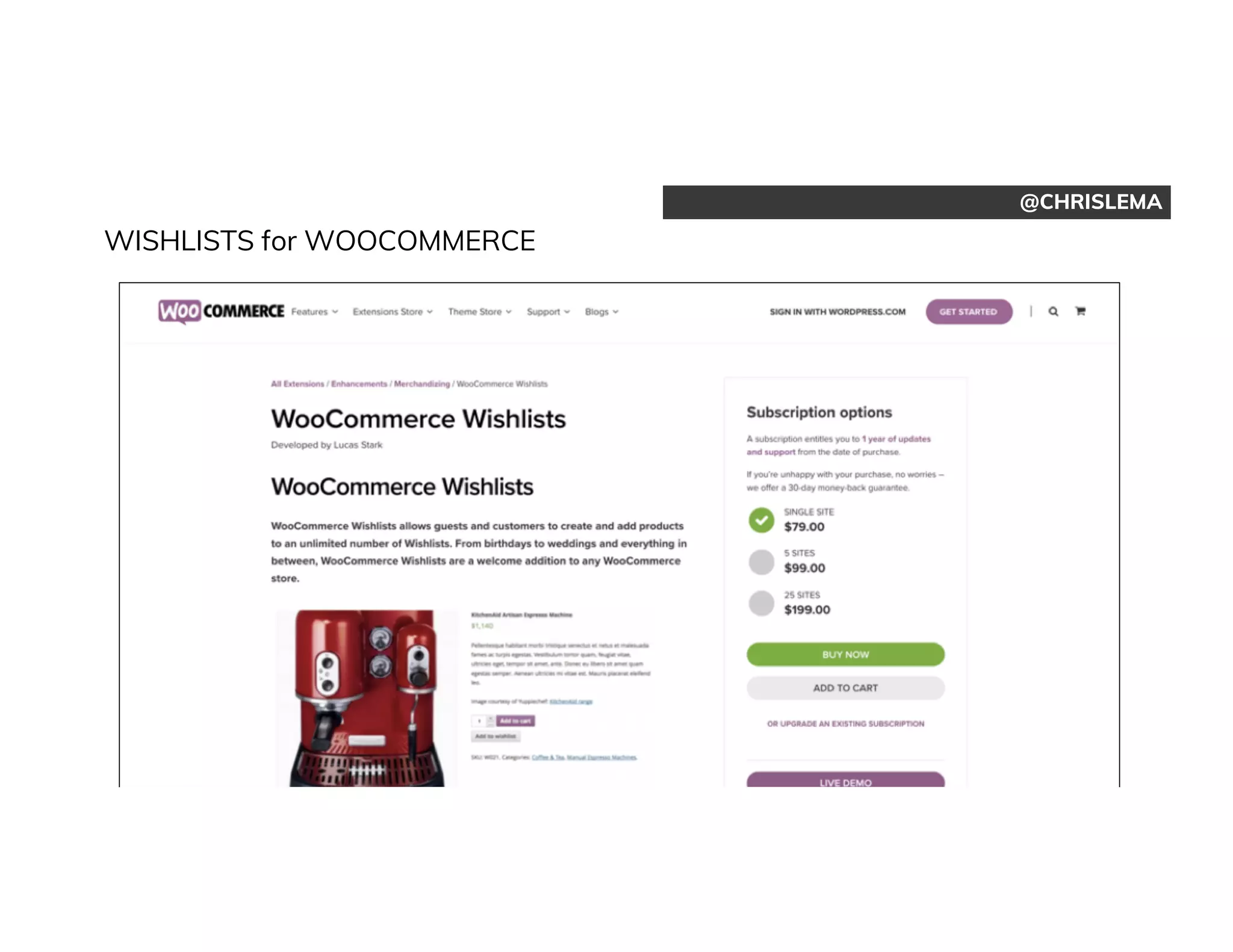 @CHRISLEMA
WISHLISTS for WOOCOMMERCE
 