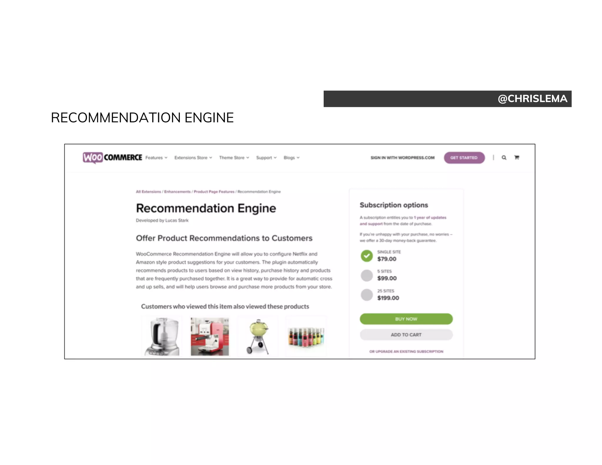 @CHRISLEMA
RECOMMENDATION ENGINE
 