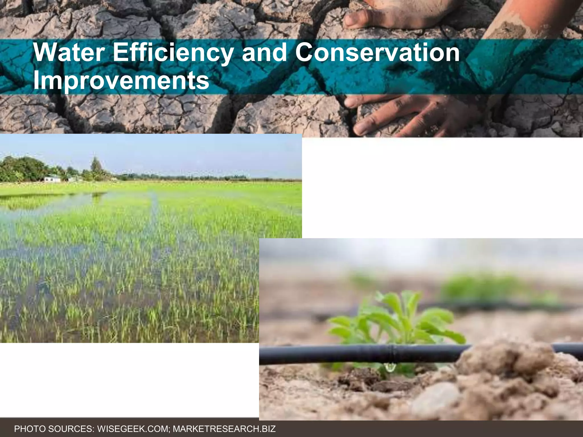 Water Efficiency and Conservation
Improvements
PHOTO SOURCES: WISEGEEK.COM; MARKETRESEARCH.BIZ
 