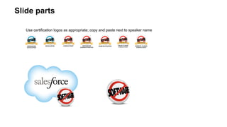 Slide parts

   Use certification logos as appropriate; copy and paste next to speaker name
 